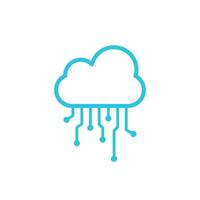 Modern technologies icon. Cloud and circuits. Isolated on white background. Blue icon set. vector