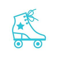 Roller skate icon. Custom design. Retro style. Isolated on white background. Blue icon set. vector