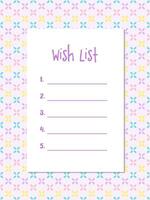 Wish list, template. Printable. Clover background texture design. vector
