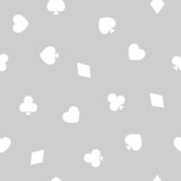 Playing Card Symbols. Grey and White Card Game Elegance, seamless pattern Casino Texture vector