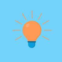 An orange light bulb with rays coming out of it vector