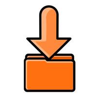 Download icon with orange folder color vector