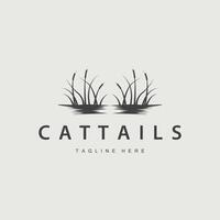 logo cattails grass simple design symbol vector