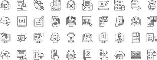 E-learning icons Line set . vector