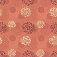 Asian abstract background. Geometric ornament and flowers shape on red back. Seamless pattern for textile, poster, banner, greeting card vector