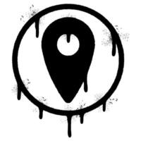 Spray Painted Graffiti Map pointer icon Sprayed isolated with a white background. graffiti GPS location symbol with over spray in black over white. vector
