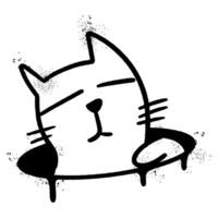 Spray Painted Graffiti Cat icon Word Sprayed isolated with a white background. graffiti Kitty sign with over spray in black over white. vector