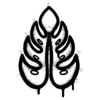 Spray Painted Graffiti monstera leaf isolated on white background. vector