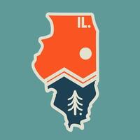 Illinois State Map with Abstract Nature Design vector