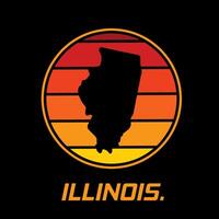 Retro Illinois State Silhouette with Sunset Gradient vector