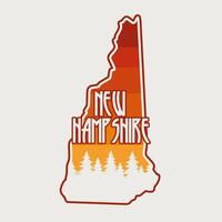 New Hampshire Map with Forest Silhouette Perfect for Print, Apparel, etc vector