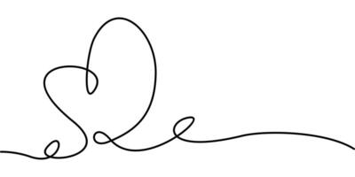 continuous line drawing of love heart symbol. abstract line art illustration vector