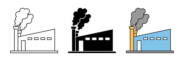 factory icon set. building symbols. isolated design on white background, modern and simple flat design. vector
