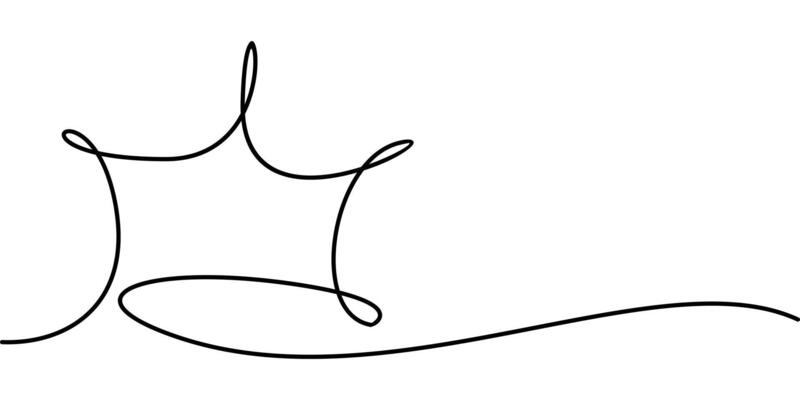 continuous line drawing of crown symbol. abstract line art illustration