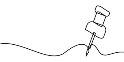 continuous line drawing of push pin symbol. abstract line art illustration vector