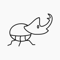 Design Illustration of horned beetle icon with line style. Suitable for anything related to animals vector