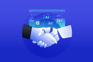 Ai Robot Handshake Collaboration, Future of Digital data application and platform dashboard, vector