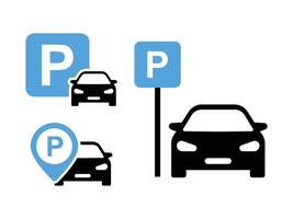 Car parking icon set. Public parking and parking location symbol. vector