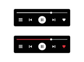 Music Player User Interface . Audio Media Player Widget with Buttons and Song Duration Bar. vector