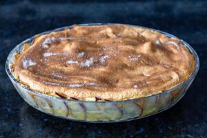 Typical Brazilian apple pie with cloves and cinnamon in fine detail and selective focus photo