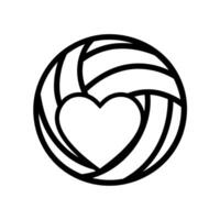 Volleyball and heart on white bg vector
