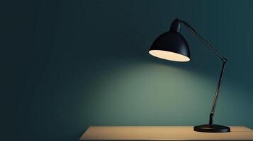 table lamp. space empty table product placement lamp down shining photo