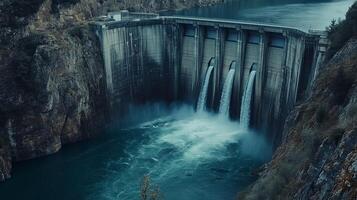 Close-up of the hydroelectric dam structure photo