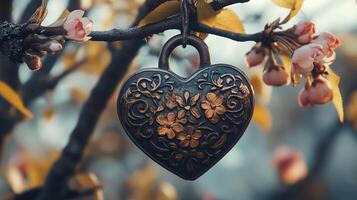 Close-up of heart-shaped lock symbolizing everlasting love photo