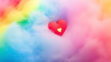 love emoji amidst a fluffy, pastel rainbow gradient photo