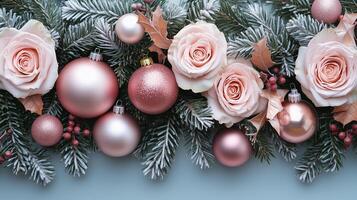 perfect holiday Christmas greeting card arrangement frosted evergreen photo