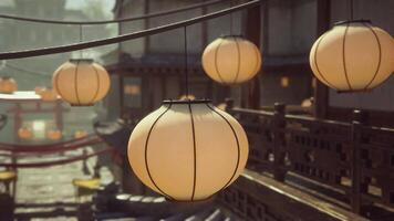 A bunch of lanterns hanging from a line video