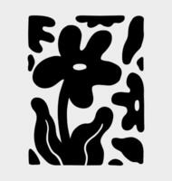 Black silhouette design with an organic, abstract pattern on a light gray background. Curved and irregular shapes resembling flowers, leaves or plant-like forms. hand-drawn illustration. vector