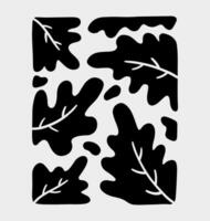 Black silhouette design with an organic pattern on a light gray background. Curved and irregular shapes resembling leaves or plant-like forms. hand-drawn illustration. vector
