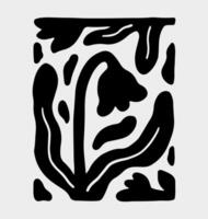 Silhouette design with an organic, abstract pattern on a light gray background. Curved and irregular shapes resembling flowers, leaves or plant-like forms. hand-drawn illustration. vector