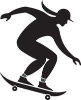 Dynamic Skateboarder Silhouette Performing vector