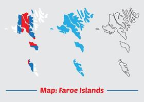faroe islands map set silhouette with outline and flag map. vector