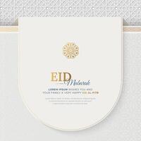 Eid Mubarak colorful Islamic greeting card with Arabic style pattern and border frame vector