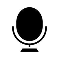 Microphone silhouette icon. Concept of podcast, broadcast, and communication. vector