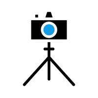 Camera on tripod icon. Concept of photography, videography, and filmmaking. vector