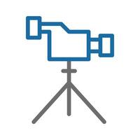 camera on tripod icon. Concept of filmmaking, recording, and production. vector