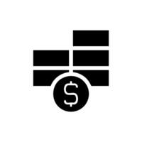 Dollar coin and stack of money. Concept of finance, investment, and savings. vector