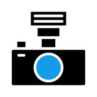 Camera with flash icon. Concept of photography, image, and snapshot. vector