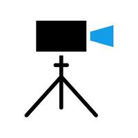 camera on a tripod. Concept of filmmaking, production, and videography. vector