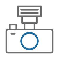 Camera icon with flash. Concept of photography, imaging, and visual media. vector