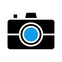 Camera icon with blue lens. Concept of photography, image, and technology. vector