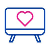 Television screen with heart icon. Concept of love, romance, and favorite shows. vector