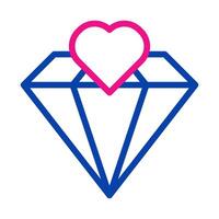 Diamond with heart icon. Concept of love, value, and luxury. vector