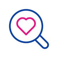 Magnifying glass with heart icon. Concept of love, dating, and relationship. vector