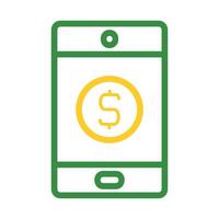 Mobile banking application with dollar coin. Concept of finance, money, and technology. vector