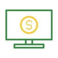 Computer monitor with dollar coin icon. Concept of online banking, e commerce, and digital finance. vector